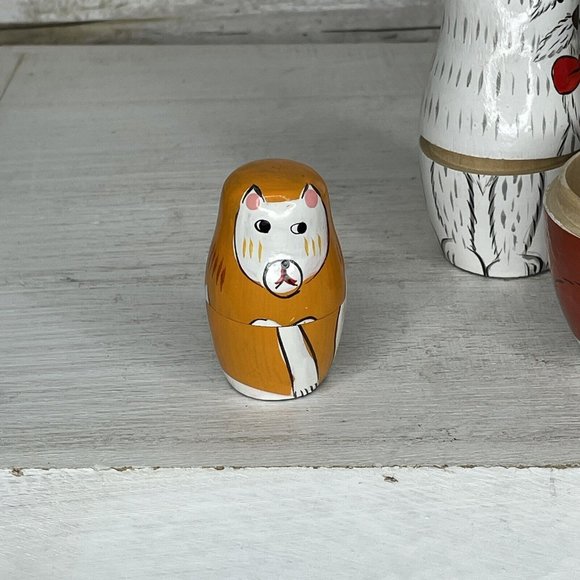 Bits And Pieces Dog & Bone Wood Nesting Dolls Stacking Doll Set Home Decor VGC - Picture 5 of 7
